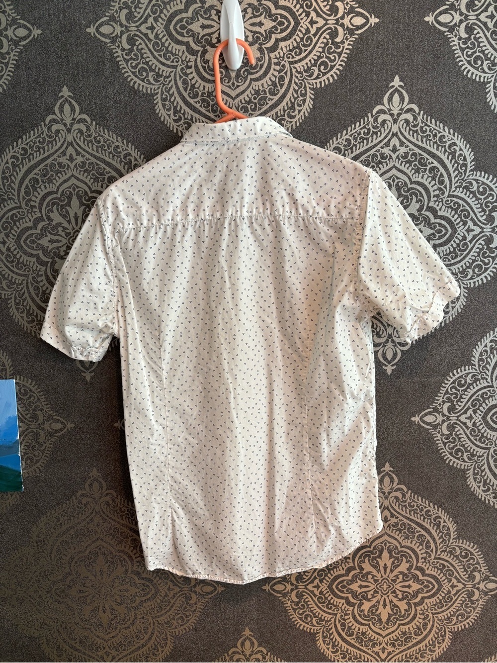 Short-Sleeve White Micro-Print Button-Down Shirt - Picture 3 of 3